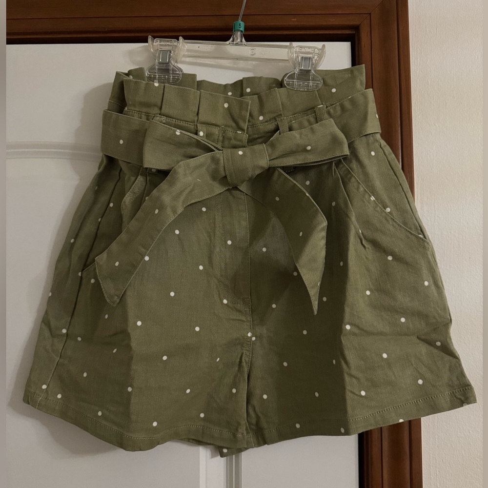 Green polka dot shorts by Mine